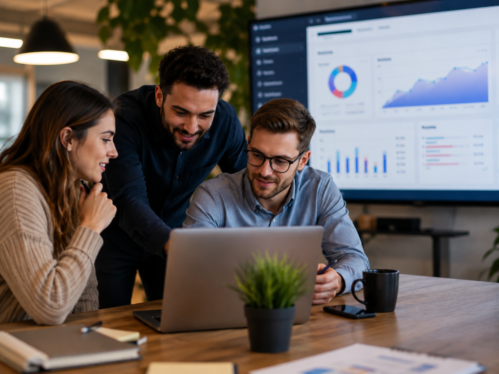 SEO search and website analysis with a magnifying glass over a digital network
