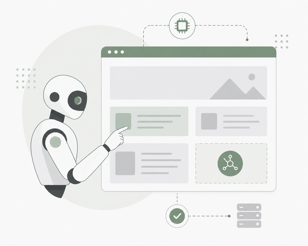 Illustration of an AI agent interacting with a website interface